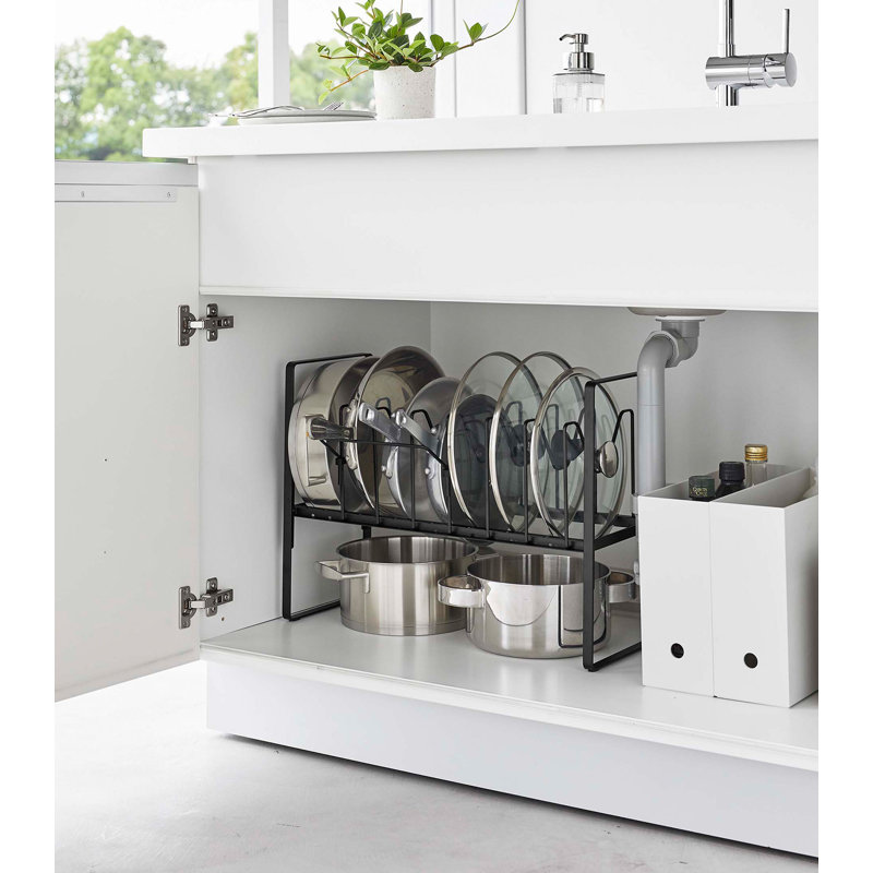 Black Adjustable Steel Pots and Pans Organizer