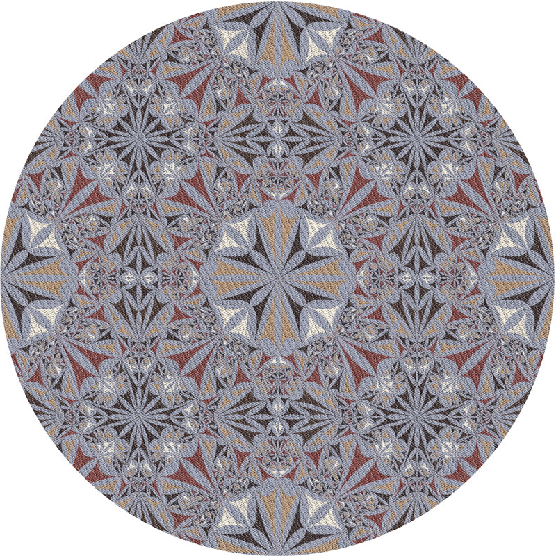 Tapis gris/brun à motifs, Rond 3 pi