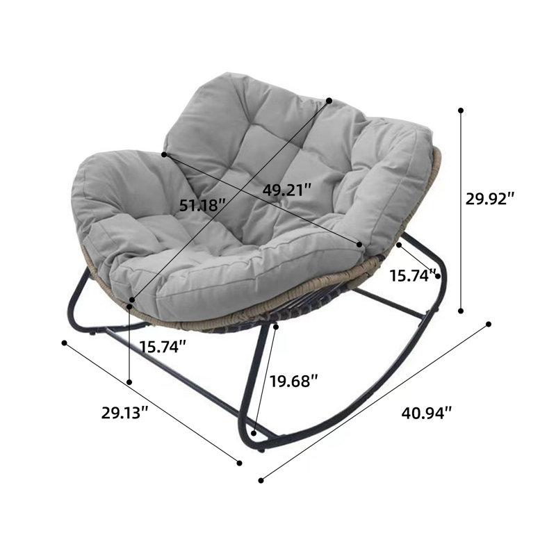 Chaise berçante en métal Afton, Gris