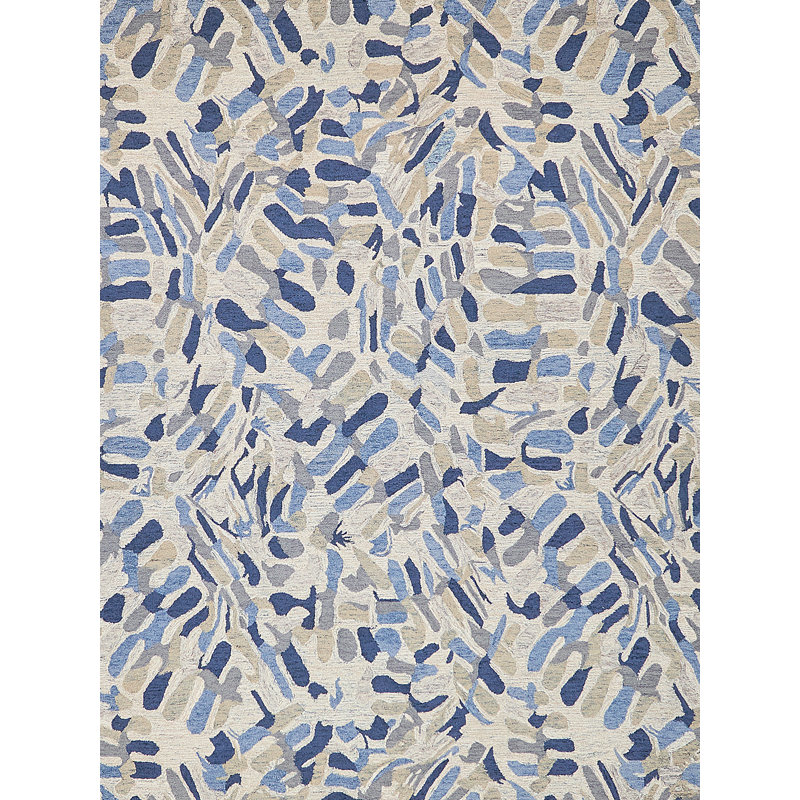 Botanica Navy/Ivory/Multi New Zealand Wool hand-tufted Area Rug, Rectangle 9' x 12'