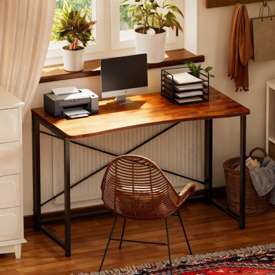 Bureau d'ordinateur pliable pour les petits espaces, bureau d'écriture de 39,4 pouces pour le bureau à domicile, le bureau, la chambre à coucher, le dortoir, facile à plier et à ranger