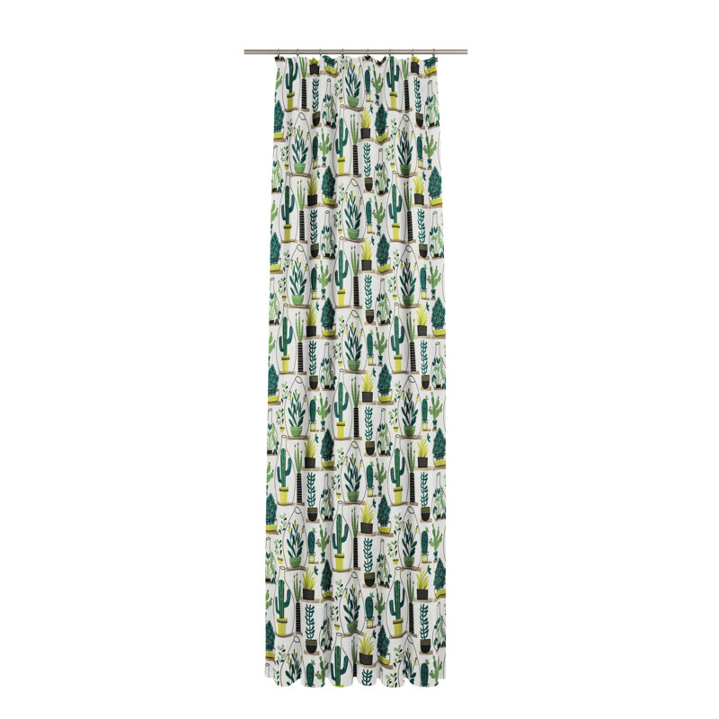 Dames Room Darkening Curtain Single Panel, 130cm Width x 245cm Drop, White/Green