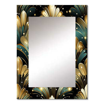 Rich Gold And Emerald Art Deco Glam Pattern - marble  Wall Mirror, Abstract Decorative Mirror, Printed Metal Art