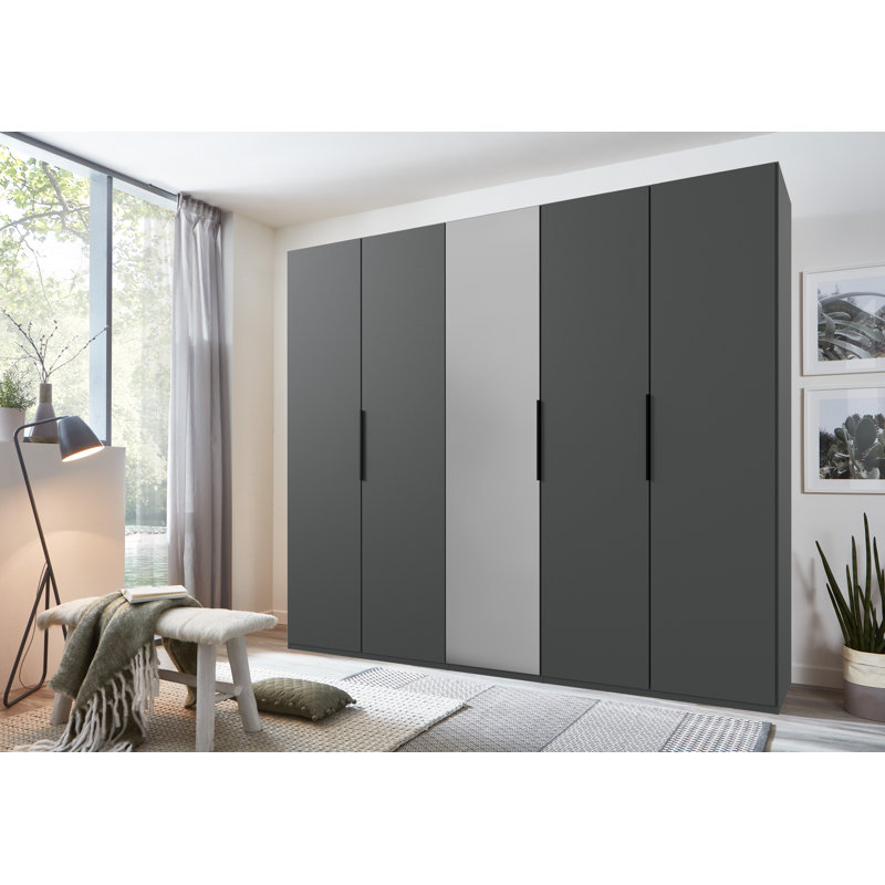 Guardino 5 Door Wardrobe, Graphite, 216cm H x 250cm W x 58cm D