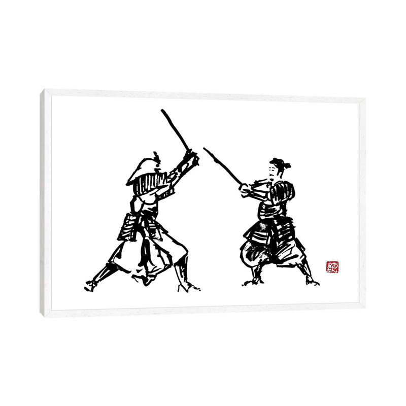 The Honor Of The Samurai I by Péchane - Print on Canvas, White Framed, 66.04 cm H x 45.72 cm W