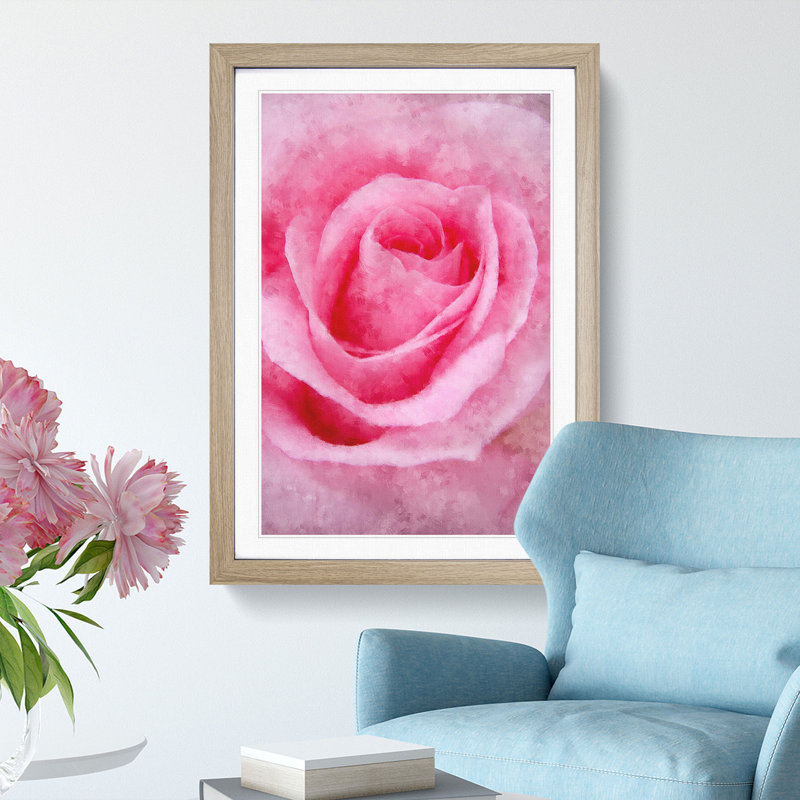 Pink Rose Petals - Single Picture Frame Print on MDF, 63cm H x 45cm W x 2cm D, Oak Framed