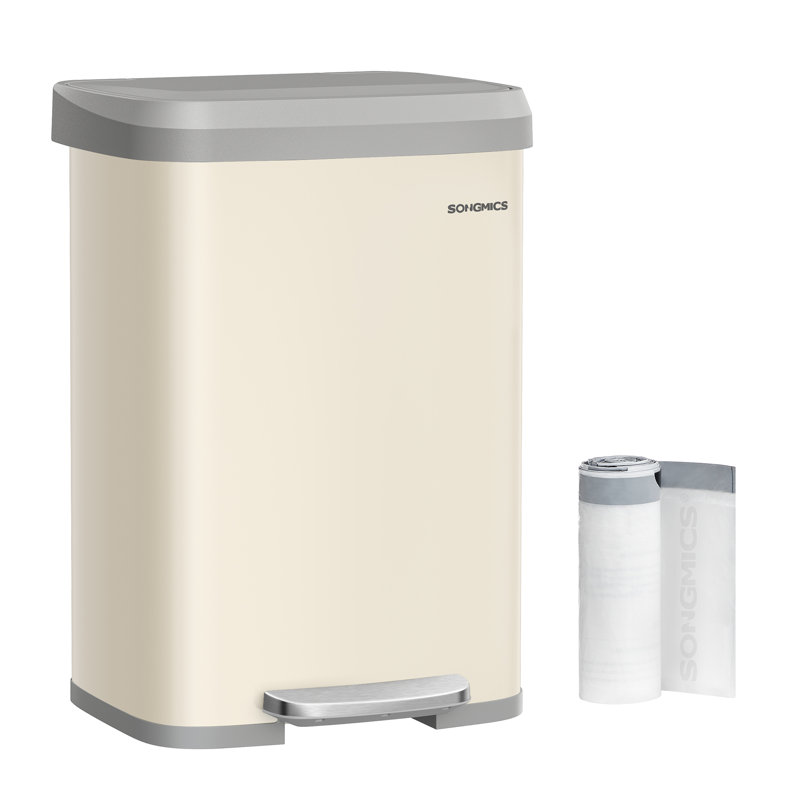 Brunhild Metal Step On Kitchen Trash Can - 50L, Ivory