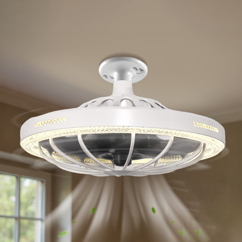 Ventilateur de plafond blanc 20 vitesses à 3 vitesses avec éclairage DEL à intensité variable - montage encastré pour plafonds bas