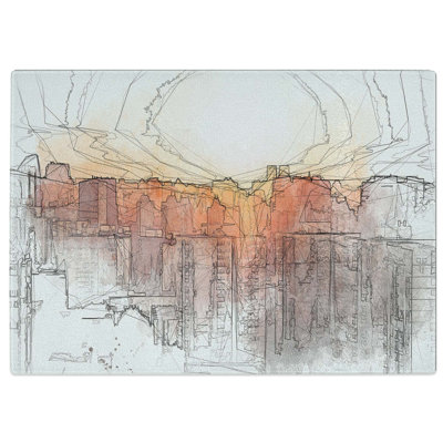 Tempered Glass The Beijing Skyline at Sunset in Abstract Cutting Board