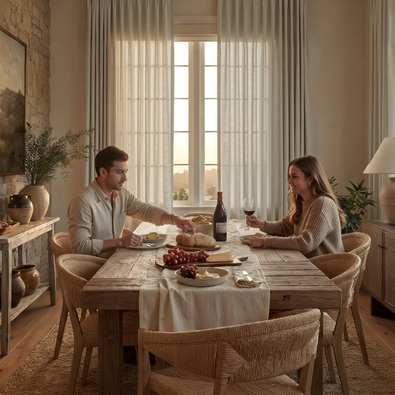 Faux Linen Blend Curtains Rod Pocket & Back tab Semi Sheer Window Treatments Privacy with Light Filtering for Living Room, 2 Panels