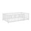 Lit de jour simple en bois avec garde-corps en forme de clôture pour la sécurité et deux tiroirs de rangement intégrés-260842976