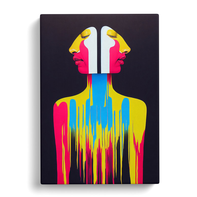 XV1022-4054X Splashed Abstract Woman No.2 - Print, 50cm H x 35cm W, No Matte, Wrapped Canvas