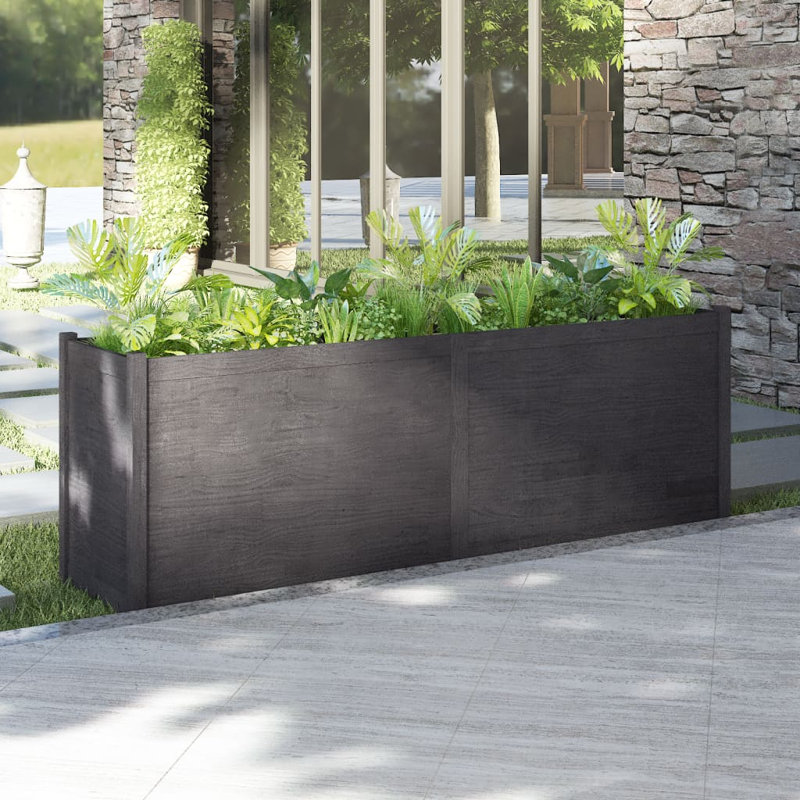 Boîte à fleurs en bois pour l'extérieur, H 27,6 po x l 78,7 po x P 19,7 po, gris