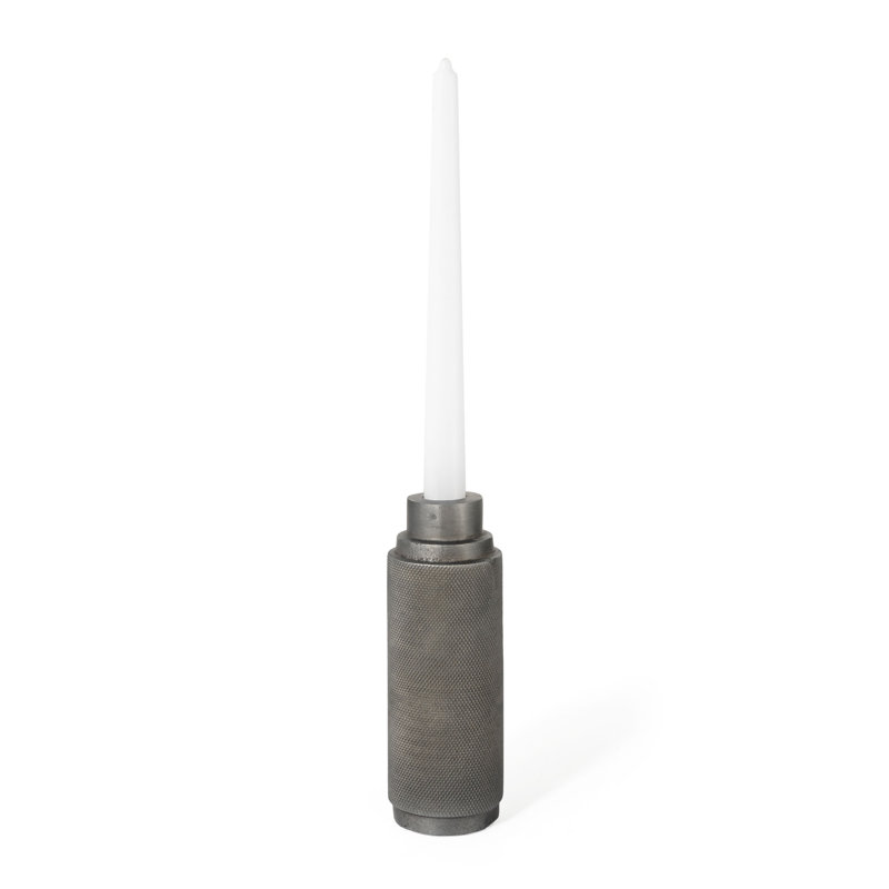 Candlestick, 7" H x 2.5" W x 2.5" D, Gray