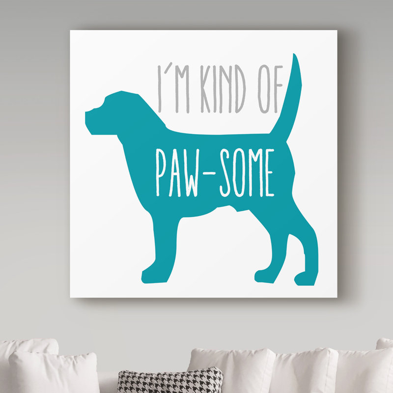 Keishawna «Pawsome Dog», art textuel sur toile tendue, H 14 po x l 14 po