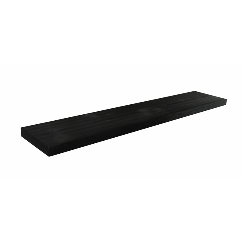 Pine Floating Shelf, 2" H x 48" W x 12" D, Black
