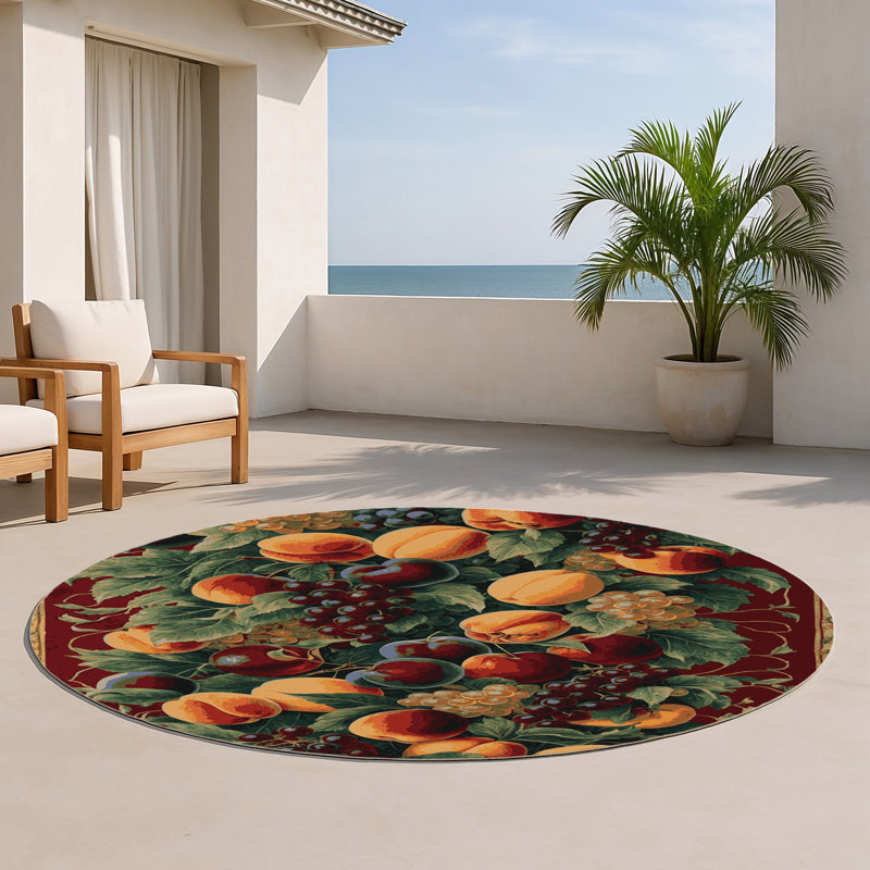 Tapis noir français intérieur et extérieur, Rond 5 pi