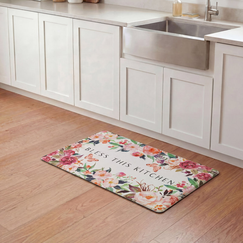  Tapis de bien-être Novelty, Rectangle 30" L x 18" H, Ivory Multi Floral