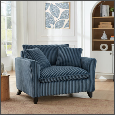 Lazy sofa chair, comfortable single-person sofa chair, with a backrest and soft seat cushion, having armrests on both sides, suitable for living room and bedroom - Blue