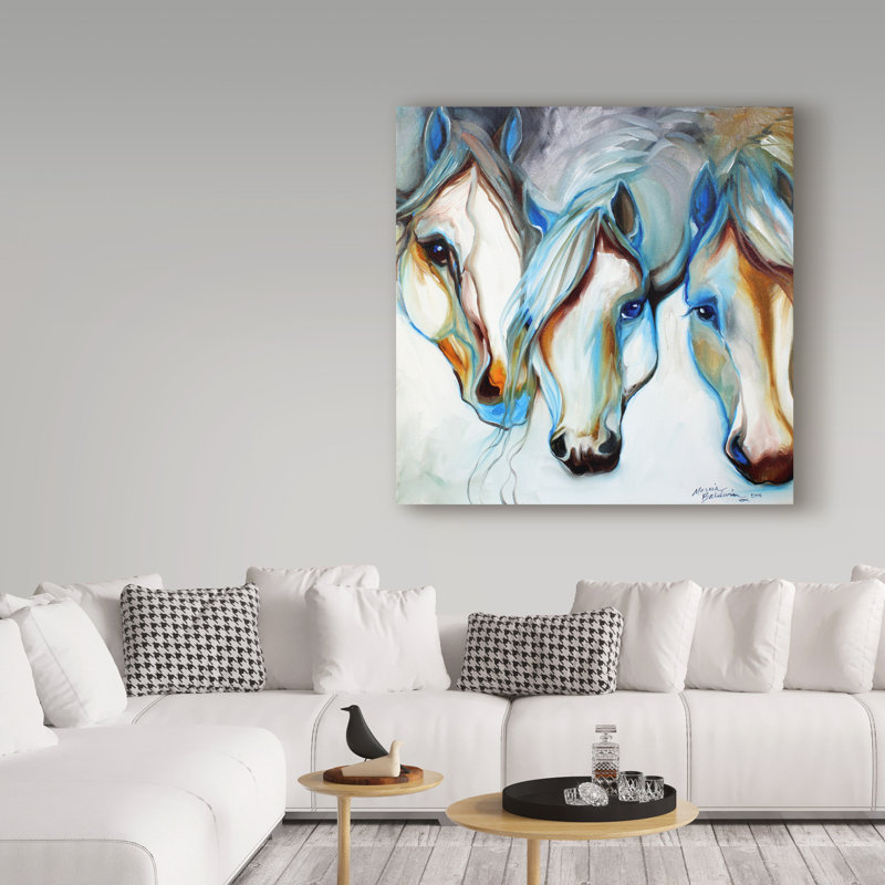 Marcia Baldwin 18'' Square Multicolor Equine Abstract Canvas Art