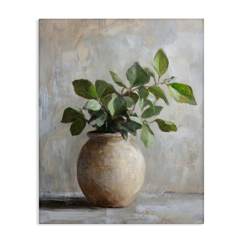 Toile de plante verte en pot, design par Petal Prints Design, H 20 po x l 16 po