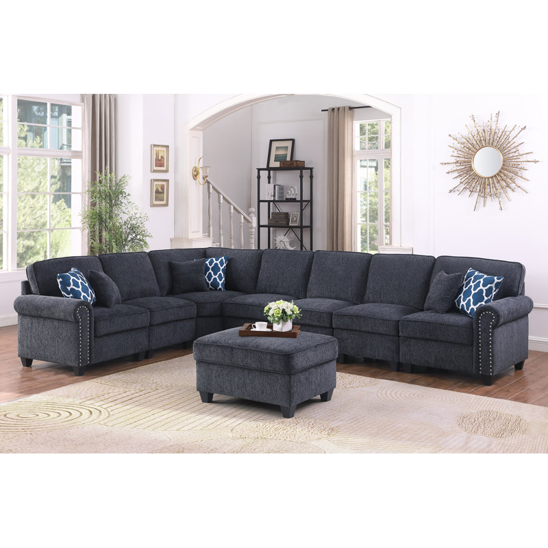 Broghan Piece Upholstered Sectional, Gray Chenille