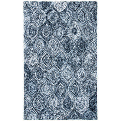 Alora Geometric Hand Tufted Wool Grey/Blue Area Rug