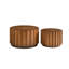 Ensemble de 2 tables basses rondes gigognes à lattes verticales, tables d'appoint rustiques peu encombrantes pour le salon.-130632690-130632691