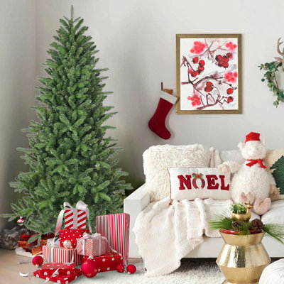 Arbre de Noël artificiel 6 pi, 1168 pointes de branches, pin à charnière luxuriante avec aiguilles mixtes en PE + PVC, arbre de Noël à assemblage facile avec support en métal robuste pour la décoration de Noël intérieure