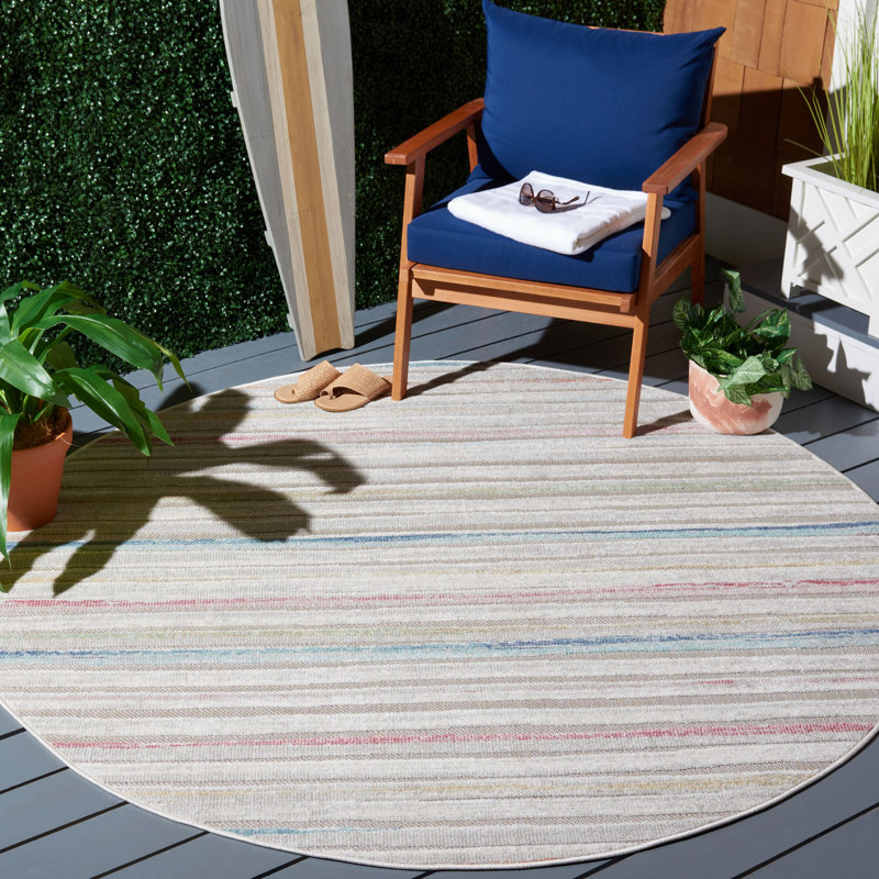 Tapis intérieur / extérieur à motif abstrait Cabana Performance, Rond 6 pi 7 po