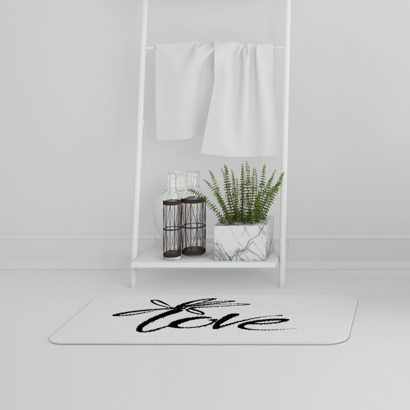 Lola Non-Slip Bath Rug, Black/White
