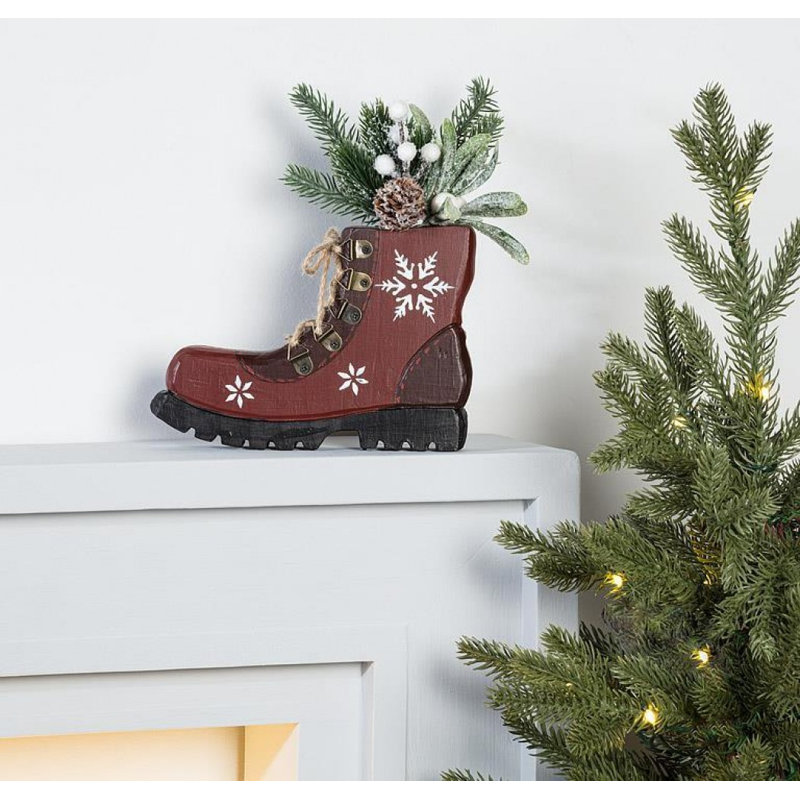 Hiking Boot With Mistletoe & Branches