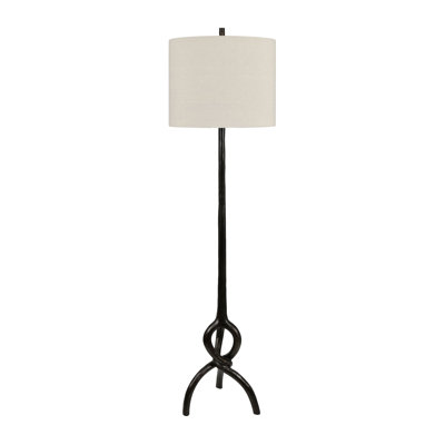 64.75"H Black Resin Floor Lamp With Oat Linen Shade