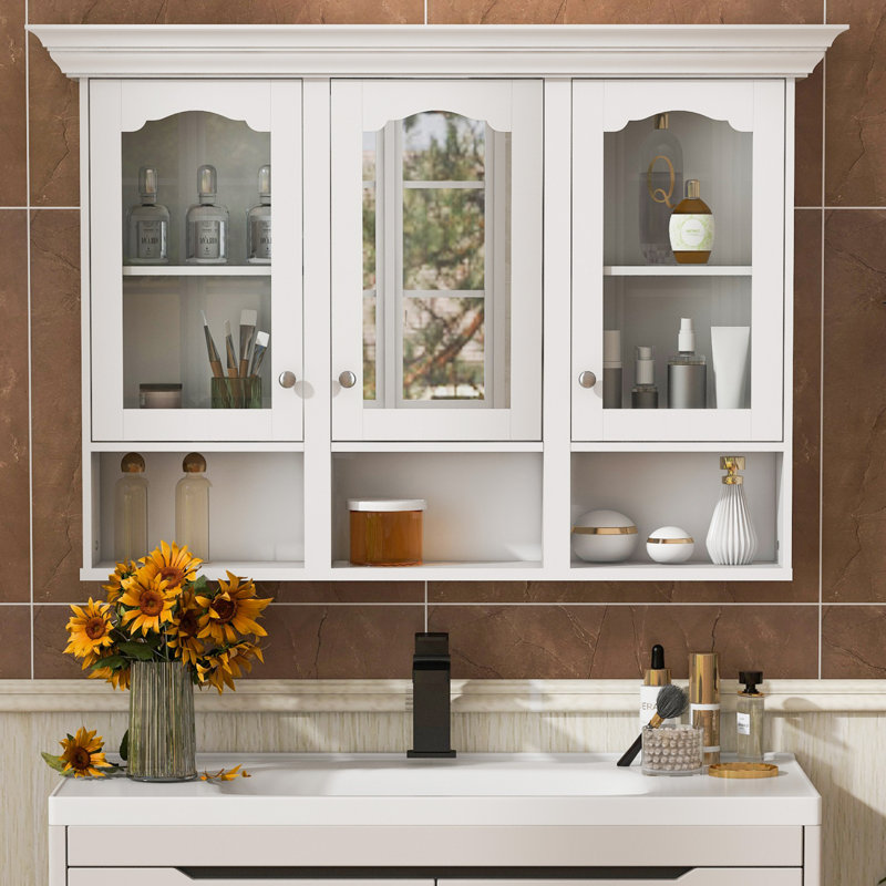 Armoire de salle de bain murale 47 "avec miroir et tablettes réglables 47"