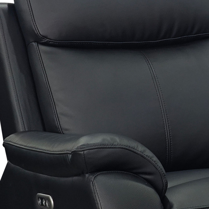 Windsor Powerglide 3 + 2 Real Leather Power Recliner Sofa Set, Black