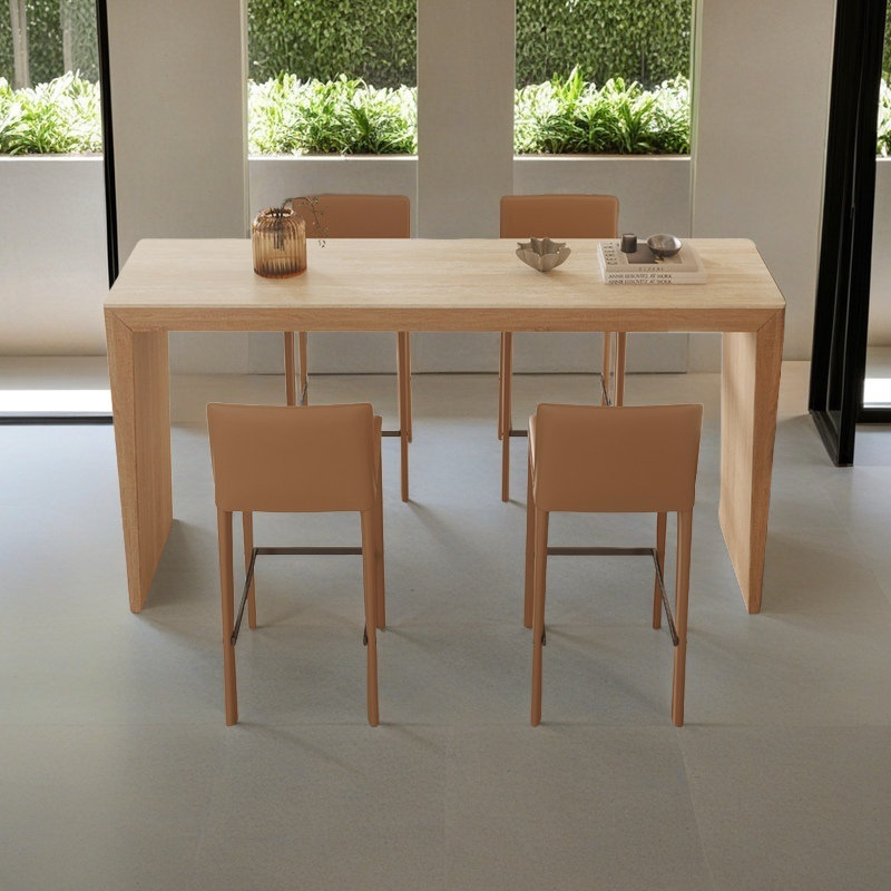 Modern simple solid wood bar table., 39.3"H x 62.9"L x 19.6"W