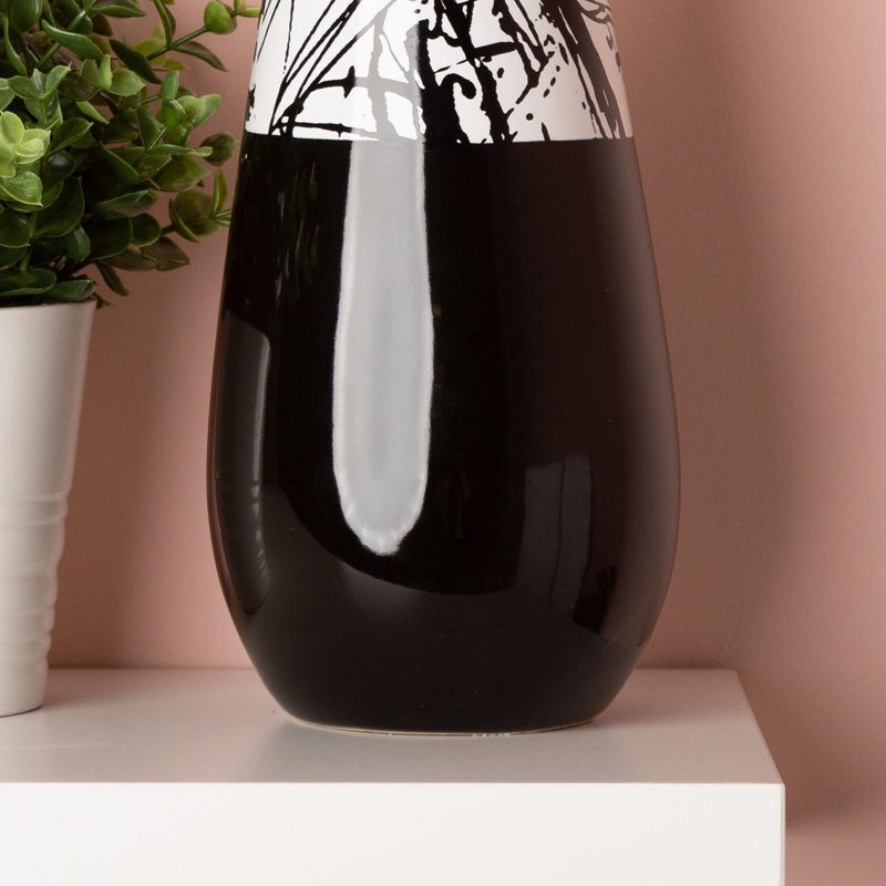 Aleki Textured Cone Decoration for Living Room Furniture, Modern Decor Accent Piece in Black and White