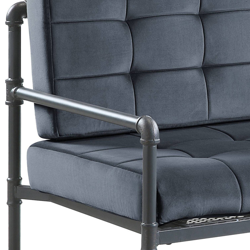 Siège de 19 po de hauteur avec accoudoir de 24 po en velours gris d'une capacité de 220 lb