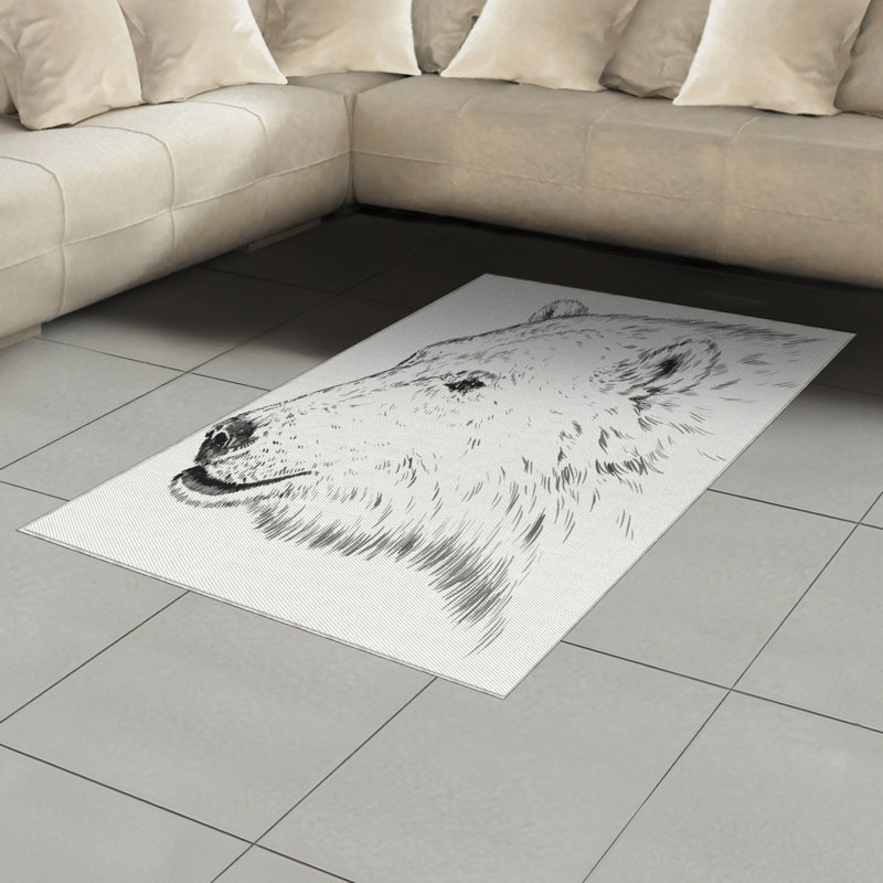 Polar Bear Animal High Density Long Fiber Poly Threads Decorative Area Rug Carpet, Rectangle 4' x 5'8"