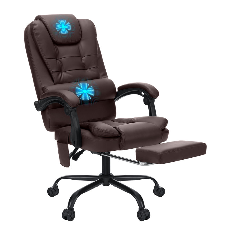 Fauteuil de bureau ergonomique avec vibrations Hargun, Brun