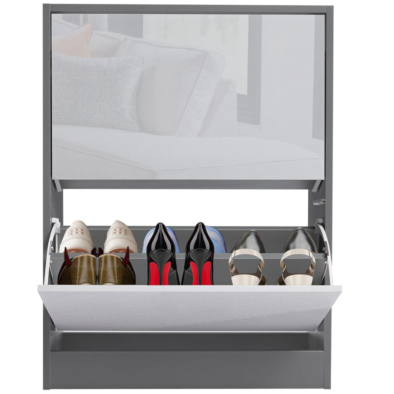 12 Pair Flip Down Shoe Storage, Dark Grey
