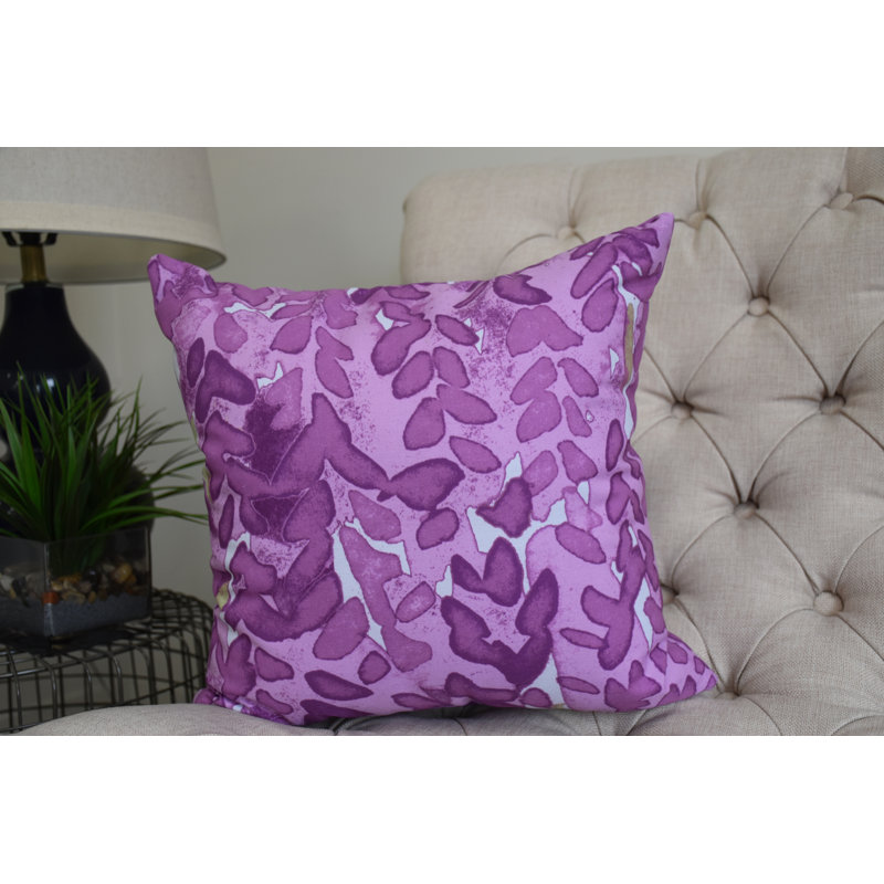 Housse et insert de coussin carré fleur, Mauve, 16 po x 16 po, Extérieur