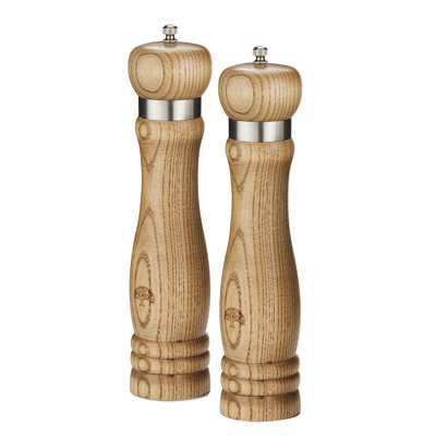 Barbary & Oak BO847027 Hoxton Vintage Salt & Pepper Mill with Twist to Grind Ceramic Mechanism, Screw Top, Ash Wood and Stainless Steel