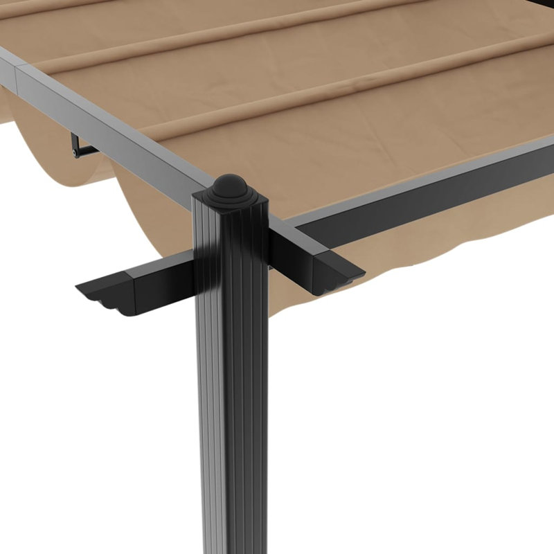 Garden Gazebo With Retractable Roof Aluminium, Taupe, 220cm H x 600cm W x 300cm D