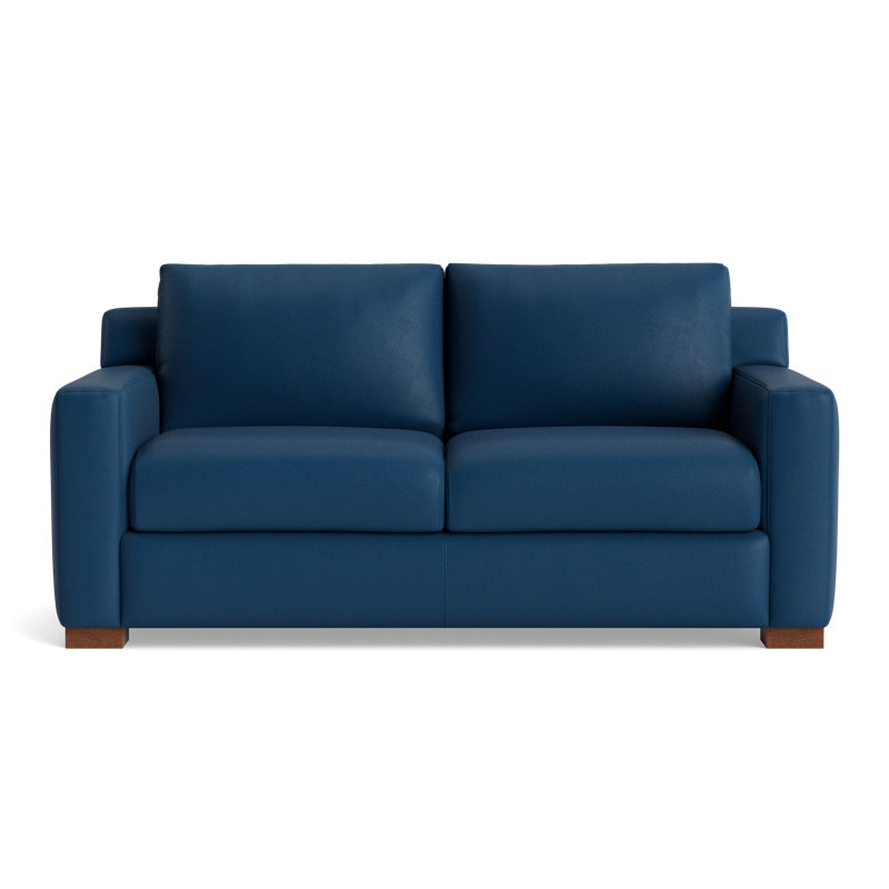 Catalina Leather Loveseat, Leather - Deep Blue