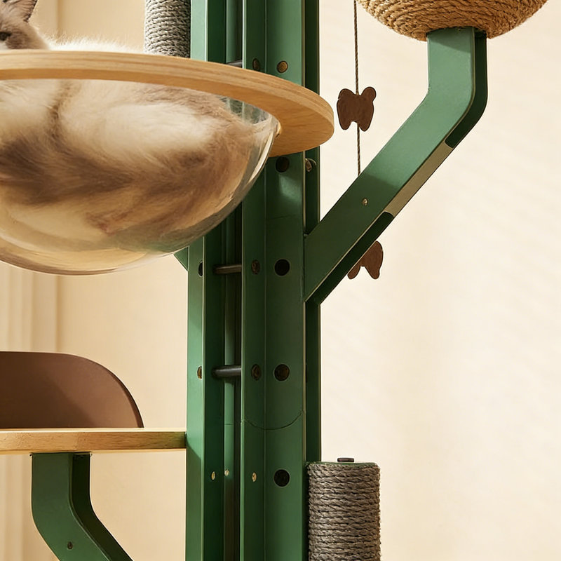 Structure d'escalade simple et luxueuse pour chat vert