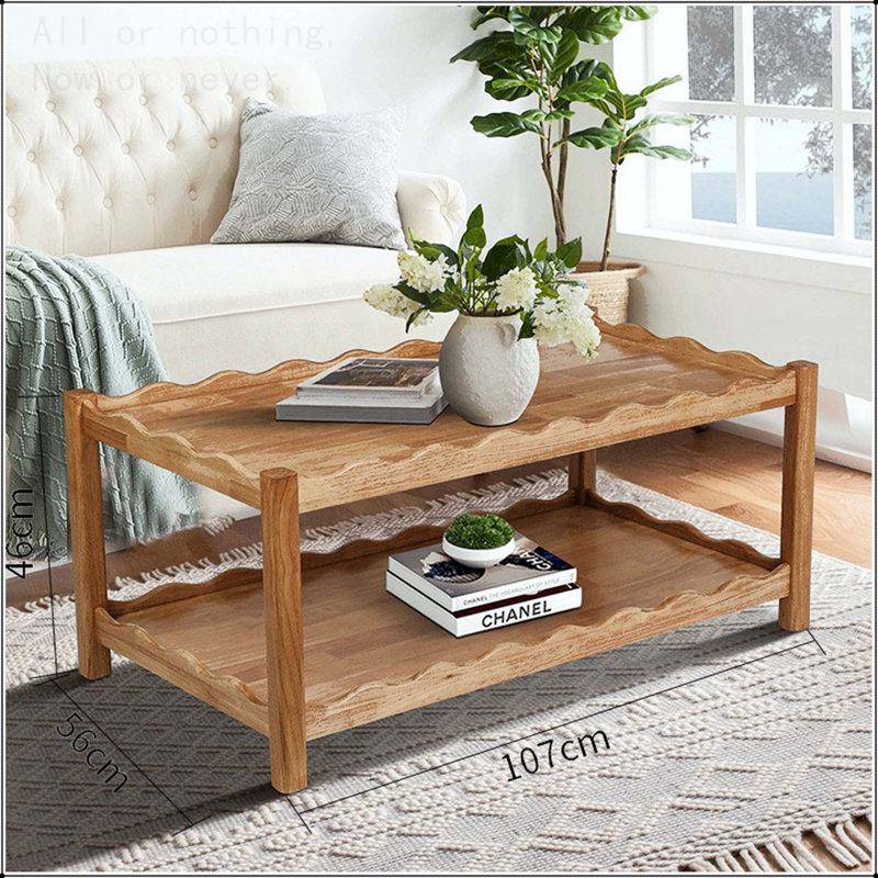 Table basse rectangulaire à 2 niveaux avec tablette de rangement ouverte