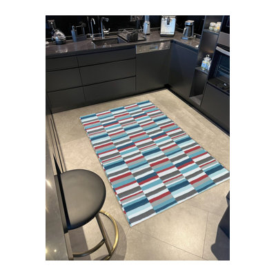 Tapis décoratif lavable à la machine multicolore
