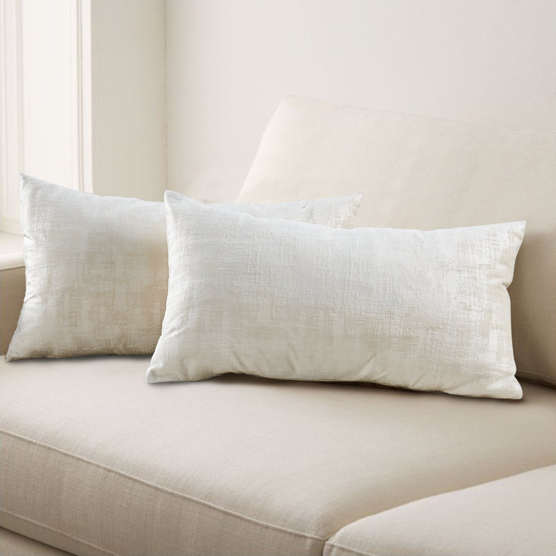 Housse de coussin rectangulaire en velours texturé, Gardenia