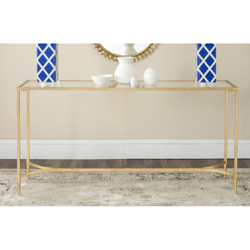 Abston 160cm Glass Top Console Table, Gold